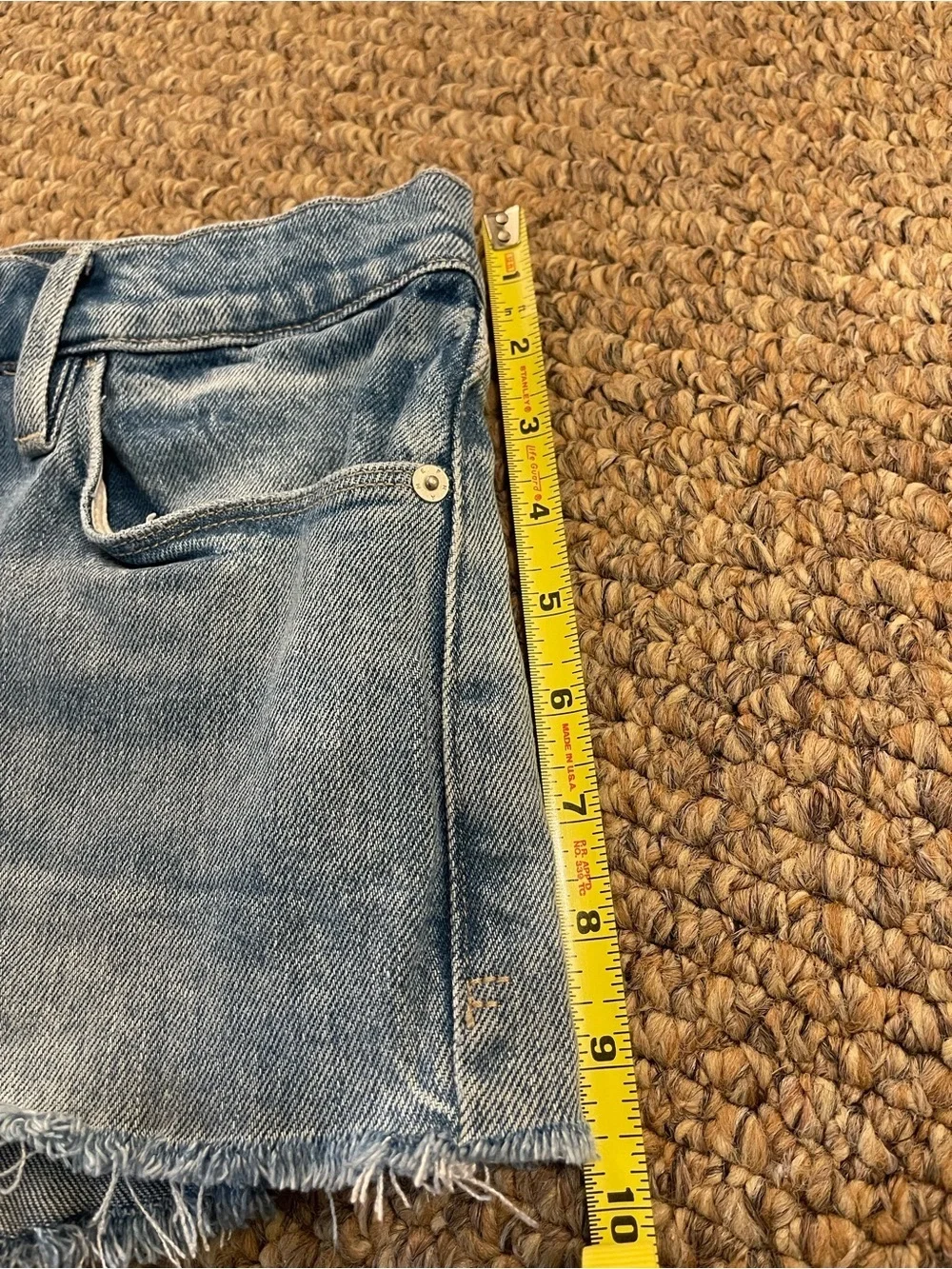 FRAME Le Cut Off Kerwin Denim Shorts Sustainable Mid Rise Stretch Blue Size 24